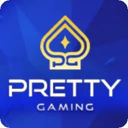 โลโก้ Pretty Gaming รูปโพดำสีทองบนพื้นน้ำเงิน ประกอบบทความของ AW8